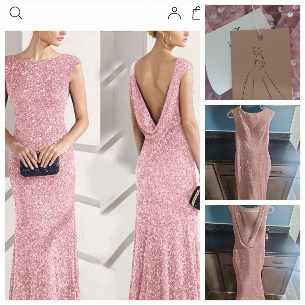 Glamorous Pink Backless Sequin Dress